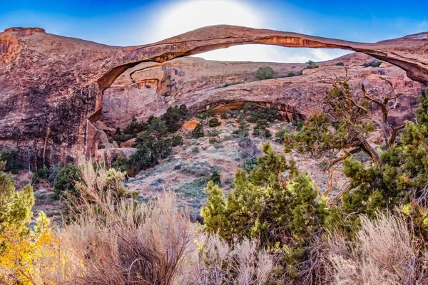 Barevná Krajina Arch Sun Pozdní Odpoledne Devils Garden Arches Národní — Stock fotografie