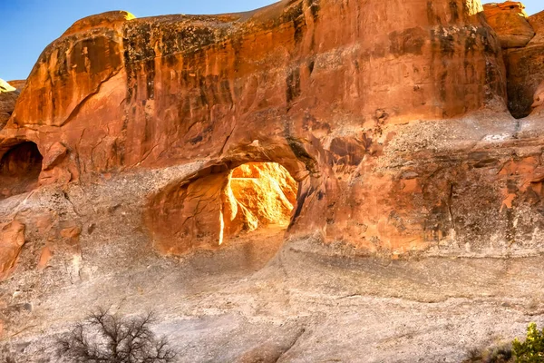 Túnel Colorido Arco Tarde Diablos Jardín Arcos Parque Nacional Moab — Foto de Stock
