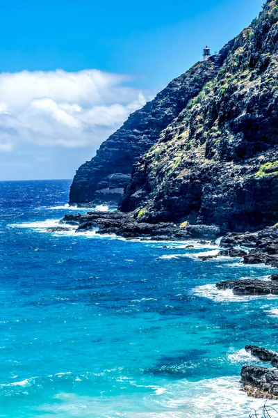 Renkli Makapuu Noktası Deniz Feneri Dağı Okyanusu Honolulu Oahu Hawaii — Stok fotoğraf