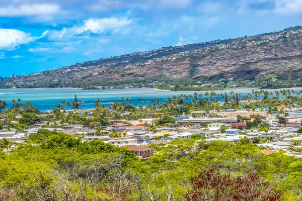 Kleurrijke Huizen Oceaan Voorsteden Hawaï Kai Honolulu Oahu Hawaii — Stockfoto
