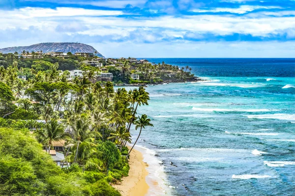 Renkli Okyanus Sörfü Hawaii Nin Varoşlarında Kai Honolulu Oahu Hawaii — Stok fotoğraf