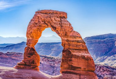  Narin Arch Rock Kanyonu Ulusal Park Moab Utah ABD Güneybatı. 