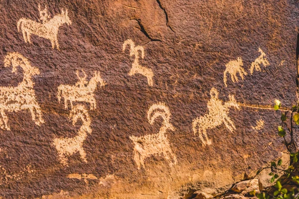 Ute Indian Petroglyphs Delicate Arch Trailhead Wolfe Ranch Rock Canyon — Foto de Stock