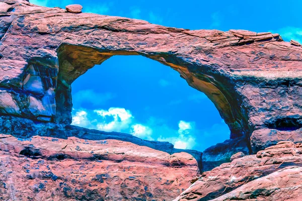 Bunte Skyline Arch Rock Canyon Arches Nationalpark Moab Utah Usa — Stockfoto