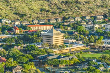 Hawaii Manoa Valley Tantalus Üniversitesi Renkli Doğu Batı Merkezi Görünümü Honolulu Oahu Hawaii