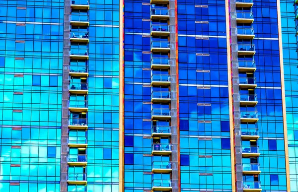 Blue Building Balconies Apartments Abstract Downtown Honolulu Oahu Hawaii — Fotografia de Stock