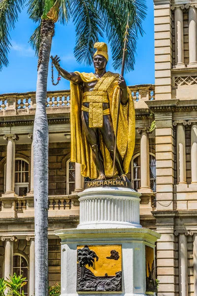 Rei Kamehameha Estátua Estado Supremo Tribunal Edifício Honolulu Oahu Havaí — Fotografia de Stock