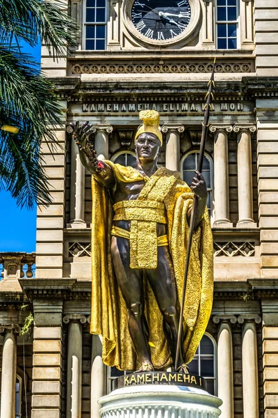 Koning Kamehameha Standbeeld Staat Hooggerechtshof Gebouw Honolulu Oahu Hawaii Koning — Stockfoto