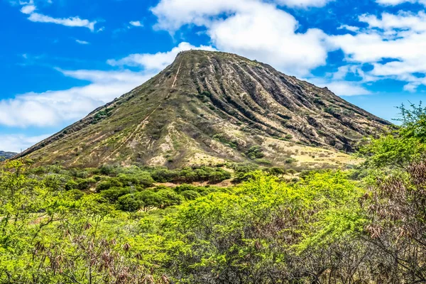 Kleurrijke Koko Crater Extinct Vulkaan Honolulu Oahu Hawaii Wandelpad Spoorlijnen — Stockfoto