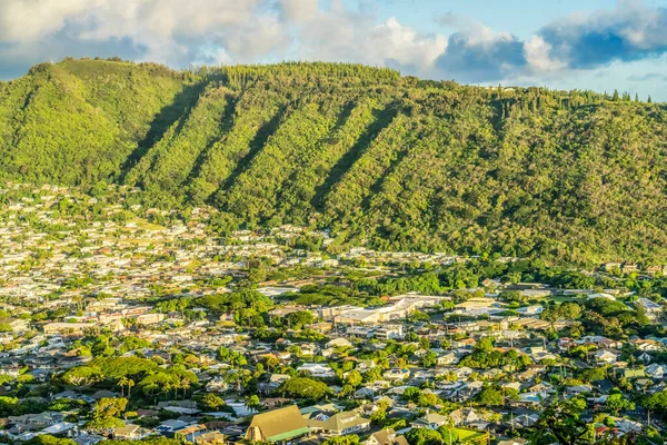 Renkli Yeşil Manoa Vadisi Evleri Tantalus Görünümü Honolulu Hawaii — Stok fotoğraf