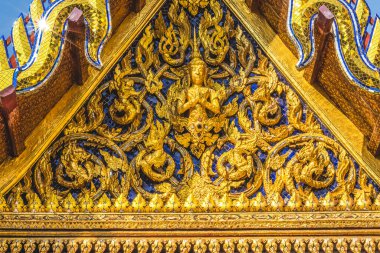 Praying Buddha Pavilion Closeup Grand Palace Bangkok Thailand Palace was home of KIng of Thailand from 1782 to 192