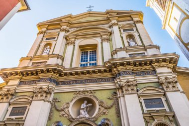 Dışarıda Saint Marie ve Saint Reparte de Nice Katolik Katedrali Cote d 'Azur Güzel Fransa Kilisesi 1600' lü yıllarda inşa edilmiştir.