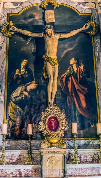 Nisa Franța Decembrie 2021 Capela Lady Seven Sorrows Crucifixion Pictura — Fotografie, imagine de stoc