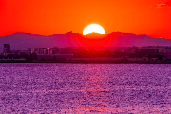Oglądanie Słońca Beach Refleksja Wybrzeże Morza Śródziemnego Wybrzeże Nicei Wybrzeże — Zdjęcie stockowe