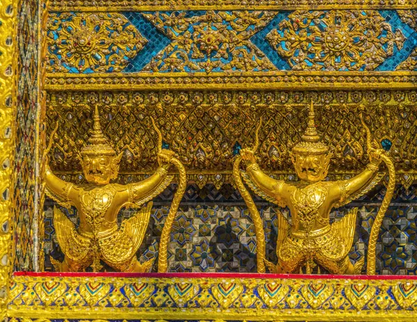 Golden Blue Guardians Grand Palace Bangkok Thailand Palace Home King — Zdjęcie stockowe