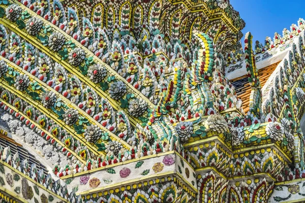 Porcelain Closeup Pagoda Stupa Prang Grand Palace Bangkok Thailand Палац — стокове фото