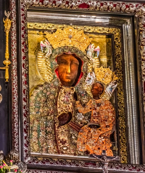 Jasna Gora Polonia Abril 2023 Real Virgen María Negra Icono —  Fotos de Stock