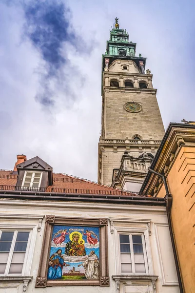 Mosaic Jasna Gora Monastery Church Steeple Black Madonna Home Poland — Stock Photo, Image