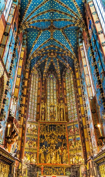 Cracovia Polonia Abril 2023Tríptico Altar Iglesia Basílica Santa María Cracovia — Foto de Stock