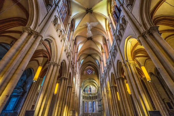 法国里昂 2022年1月5日圣约翰浸信会主教座堂 John Baptist Cathedral Basilica Arches Stained Glass Lyon — 图库照片