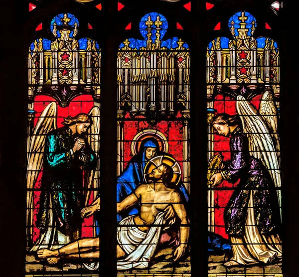 Lyon Francja Stycznia 2022 Pieta Najświętsza Maryja Panna Ciało Jezusa — Zdjęcie stockowe