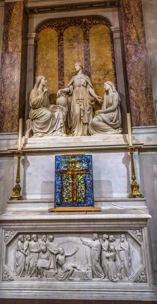 Lyon Francja Stycznia 2022 Jesus Mary Martha Posągi Kaplica Boczna — Zdjęcie stockowe