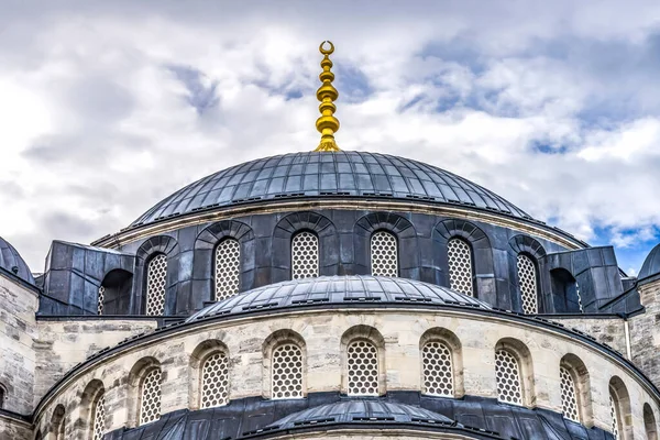 Mosquée Bleue Dôme Croissant Symbole Islamique Istanbul Turquie Mosquée Bleue — Photo