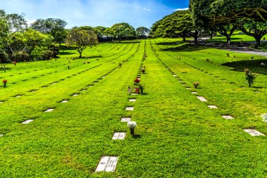 Graves Punchbowl Ulusal Pasifik Mezarlığı Oahu Hawaii 1949 'da Pasifik' te 2. Dünya Savaşı 'nda, Vietnam' da, Kore 'de öldürülen askerler, denizciler ve havacılar için tahsis edilmiştir..