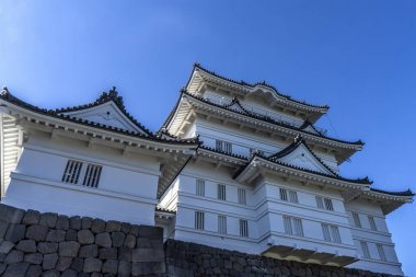 Hojo Kalesi Odawara Kanagawa Japonya. Hojo Klanı, Heideyoshi Hojo 'yu yendiğinde kaleyi 1590' lara kadar kontrol etti. Kale Tokugawa Leyasu 'ya verildi. Kale 1960 'larda yeniden inşa edildi.