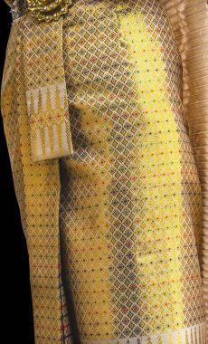 Coloful Chut Thai Geleneksel Kadın Chakkri Thai Elbisesi Wat Arun Budist Bangkok Tayland. 