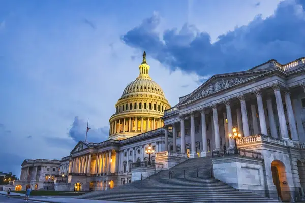 stock image US Capitol Lights North Side Congress House Representatives Senate Capital City Washington DC