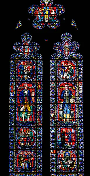 stock image Washington DC USA - July 19, 2024 American Founders of Country Stained Glass Basilica National Cathedral of St Peter and St Paul Episcopal Church Washington DC. Construction started 1907 based 1893 Congress charter. 