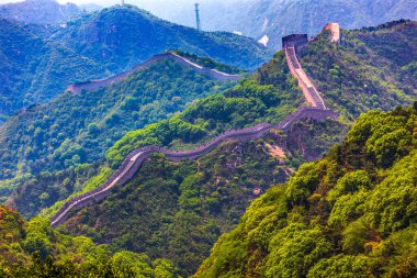 Great Wall Outer Section Summer Badaling Beijing China. This Section was most famous where Presidents walked. Built during Ming Dynasty in 1504 to protect the Juyong Pass South of Badaling and Beijing from the Mongol and tribes north of China.  clipart