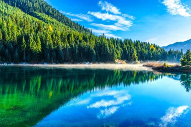 Puslu Ağaçlar Kar Yansıması Altın Dere Göl Yüzeyi Snoqualme Geçidi Wenatchee Ulusal Ormanı Washington