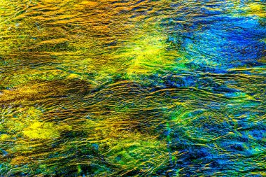 Sarı Yeşil Mavi South Fork Snoqualme Nehri Soyut Snoqualme Vadisi Yolu Kuzey Virajı Washingto