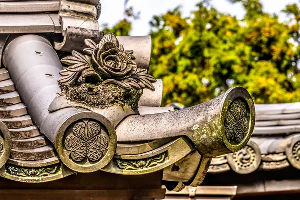 Tokugawa Çatı Seramikleri Sembol Salonu Toshodaiji Budist Tapınağı Nara Japonya. 759 Nara Dönemi Tang Hanedanlığı 'nda ilk Çinli Budist keşiş Jianzhen Ganjin tarafından Japonya' ya kurulan tapınak. UNESCO Dünya Mirası Alanı.