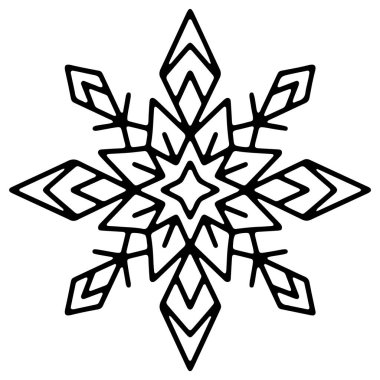 Basit Kar Tanesi İşareti. Doodle Snowflake Simgesi. Vektör illüstrasyonu