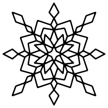 Basit Kar Tanesi İşareti. Doodle Snowflake Simgesi. Vektör illüstrasyonu