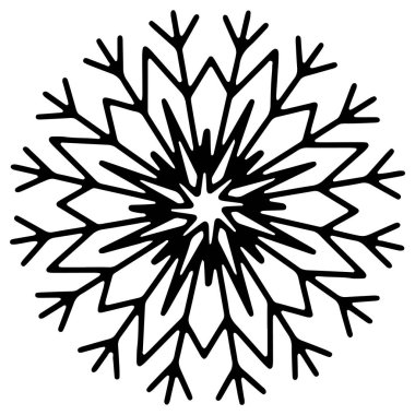 Basit Kar Tanesi İşareti. Doodle Snowflake Simgesi. Vektör illüstrasyonu