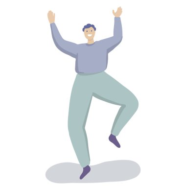 Dümdüz mutlu insanlar dans edip hayattan zevk alıyorlar. Vektör illüstrasyonu