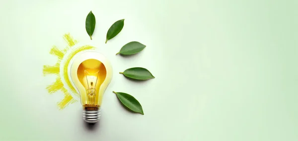 Green Energy Concepts Wireless Light Bulb Surrounded Green Leaf Form — Stock Photo, Image