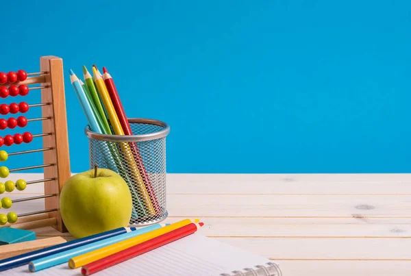 Background Pencils Apple Abacus — Stock Photo, Image
