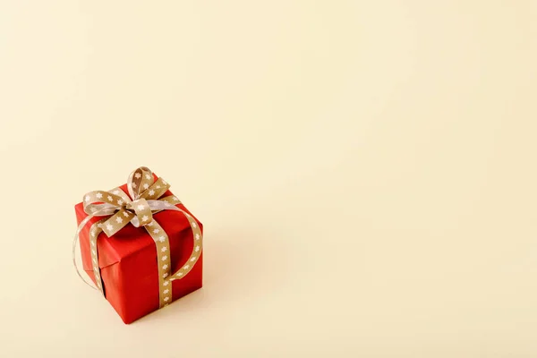 stock image red bow and ribbon on gift box  