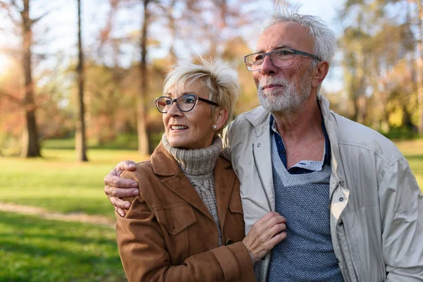 stock image senior couple in love, outdoors. close up portrait