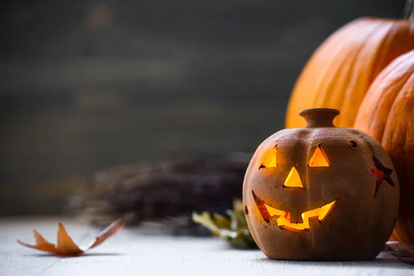 Halloween Kürbis Jack Laterne Aus Nächster Nähe — Stockfoto