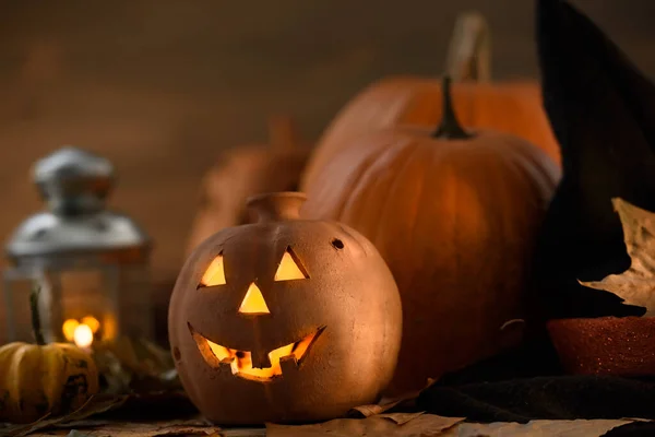 Halloween Pumpkin Jack Lantern Burning Candle Royalty Free Stock Images