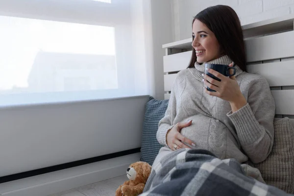 Beautiful Pregnant Woman Having Rest Home — Stock Photo, Image
