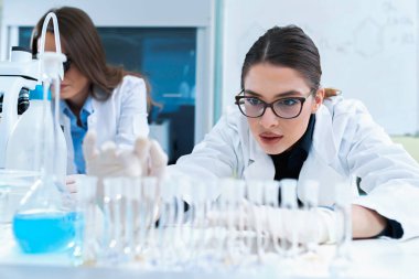 Laboratuvarda çalışan genç kadın bilim adamları 