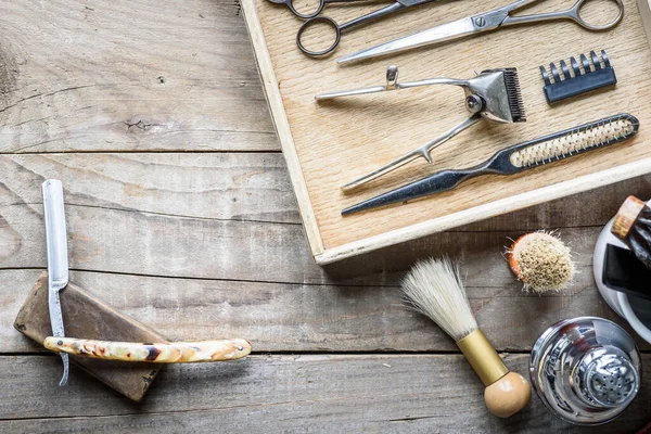 木製の床屋の道具のセット — ストック写真