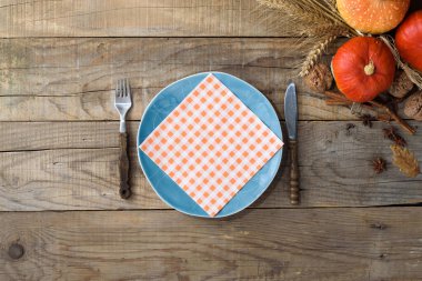 Sonbahar tatili yemek masası - üst görünüm